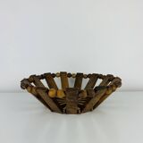 Vintage olive wood fruit bowl, 1960s