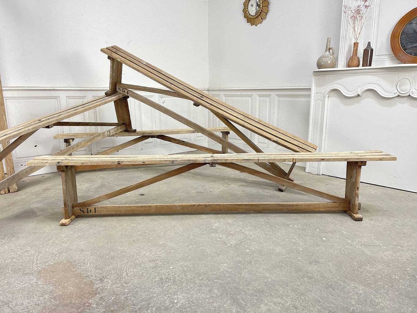 Slatted benches 1930 in beech