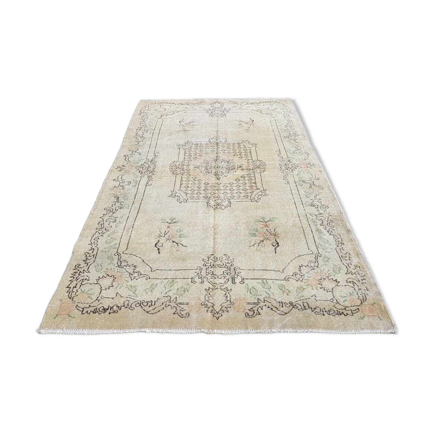 Beige Antique Oushak Area Rug sku v786