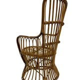 Ensemble de deux fauteuils en rotin du milieu du siècle par Bonacina 1950 Design