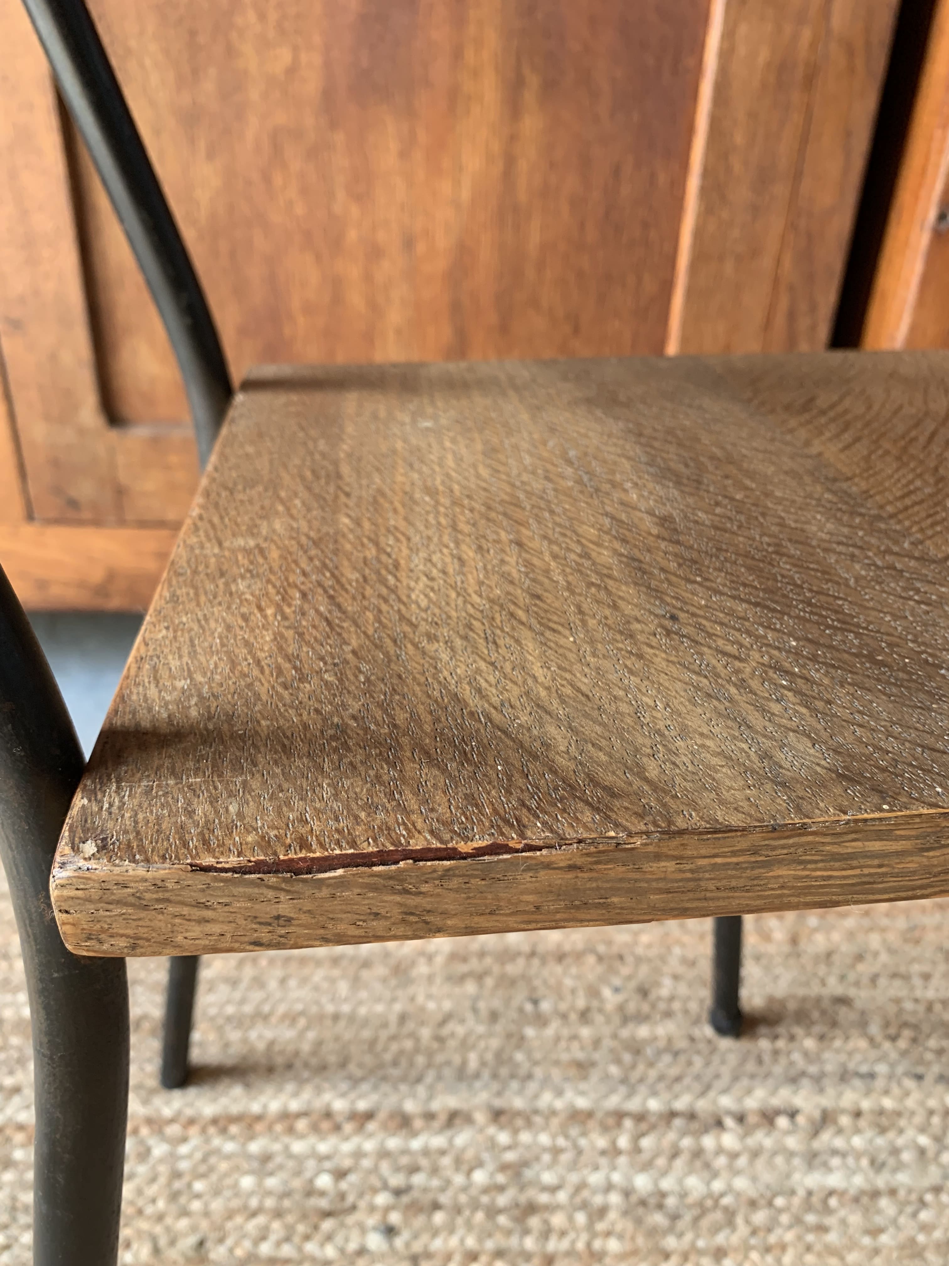 Wooden and metal school chair