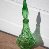 Italian empoli glass bottle, Italian carafe, Italian genie carafe, green glass, interior decoration