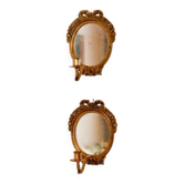 Paire d'appliques en laiton suédoises avec miroir