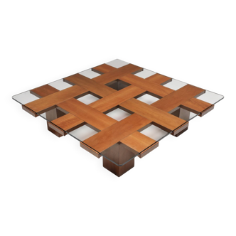 Walnut coffee table, Italy, 1970s