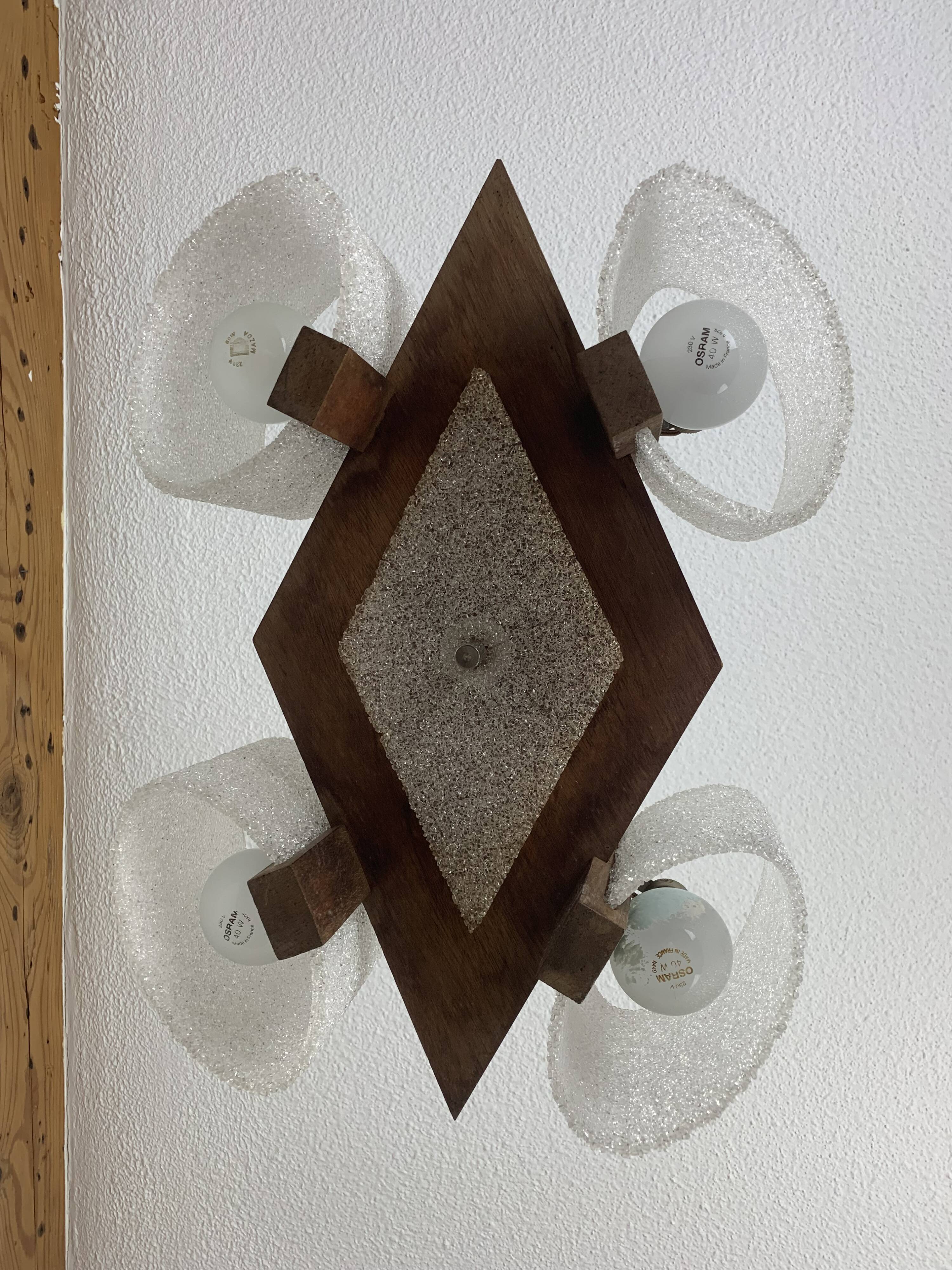 Scandinavian chandelier perspex and wood