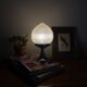 Antique lamp with a glass globe in Holophane style and chrome metal.