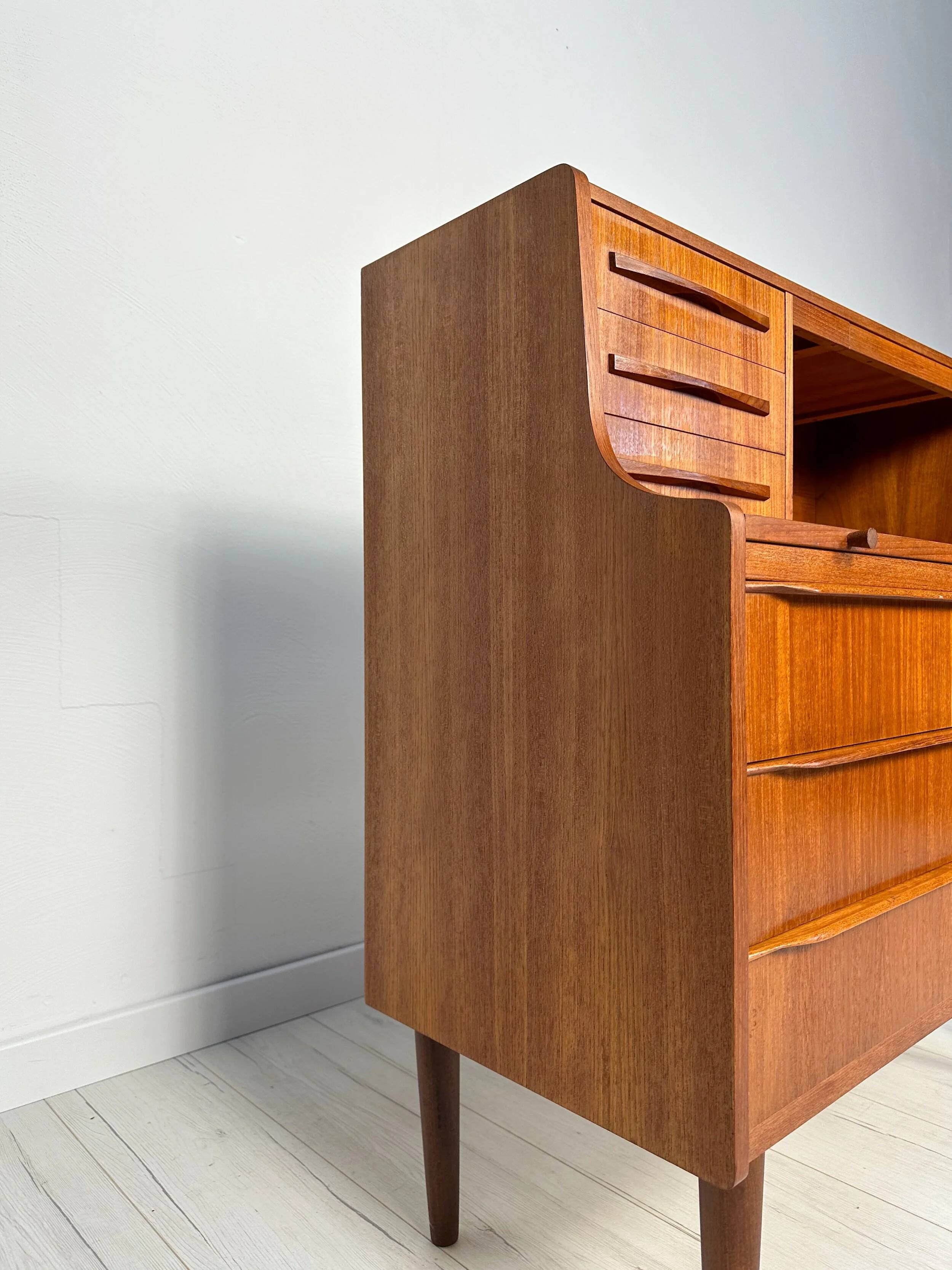 1960s Vintage Mid-Century Danish Teak Design Secretary