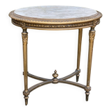 Table de milieu bois doré et marbre du début XXème siècle