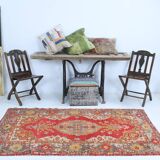 4x7 Rug For Bedroom Red Oriental Antique Vintage Rug, 122x214Cm