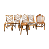 Set of 6 chairs in rattan Louis Sognot 1960