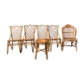 Set of 6 chairs in rattan Louis Sognot 1960