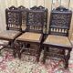 6 High Era chairs in carved solid oak and rattan caning.
