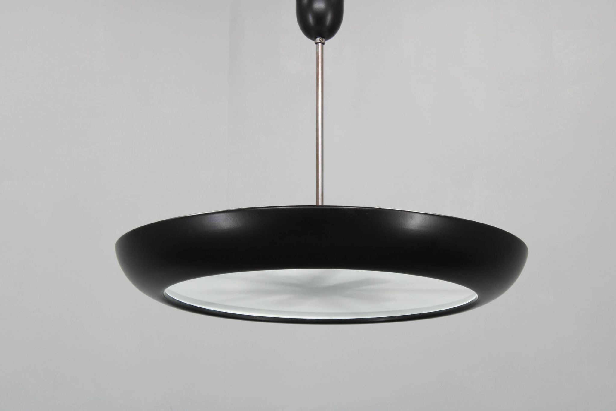 Bauhaus "UFO" pendant light by Josef Hurka for Napako, Czechoslovakia, 1940s