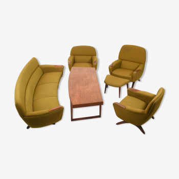 "Geisha" banana sofa and lounge chairs-set by Leif Hansen c.1960