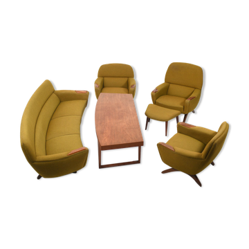 "Geisha" banana sofa and lounge chairs-set by Leif Hansen c.1960