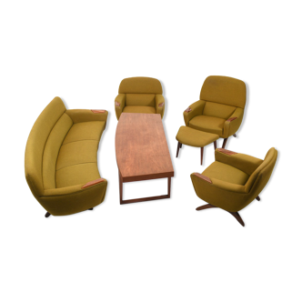 "Geisha" banana sofa and lounge chairs-set by Leif Hansen c.1960