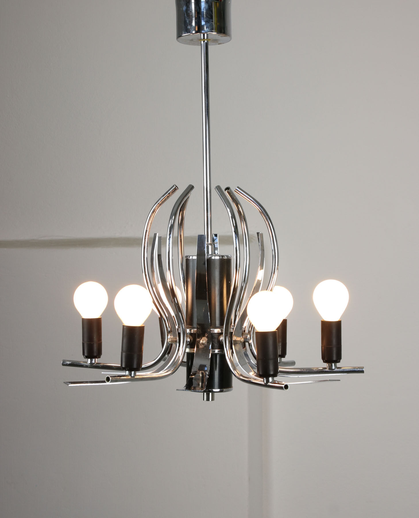 Vintage chrome swan shaped chandelier, 70