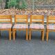4 Scandinavian Brutalist chairs from Maison Regain, solid wood and floral fabric