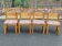 4 Scandinavian Brutalist chairs from Maison Regain, solid wood and floral fabric