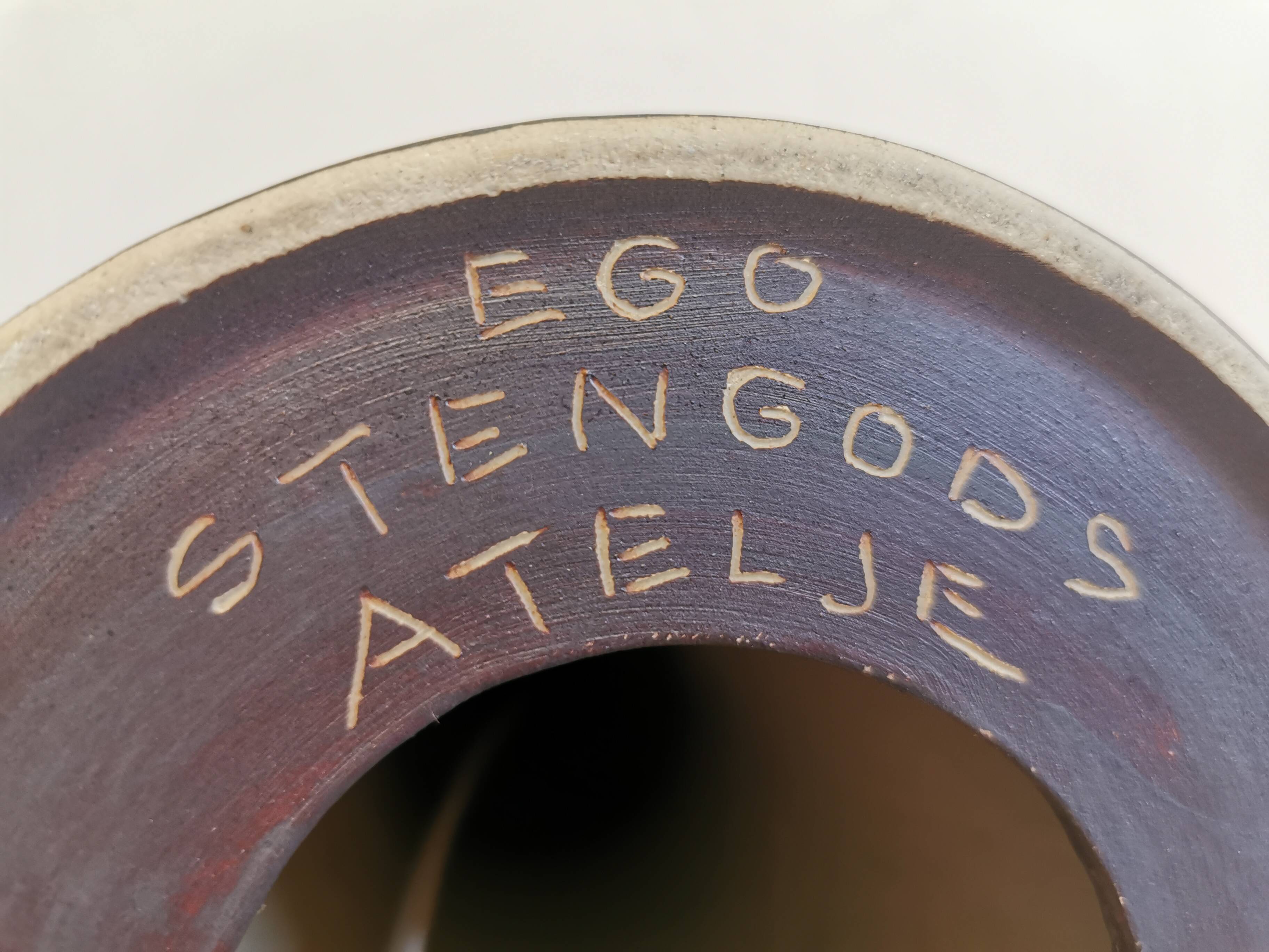 Ceramic table lamp.  Designed by Bruno Karlsson (BK) for Ego Stengods Ateljé in Sweden.