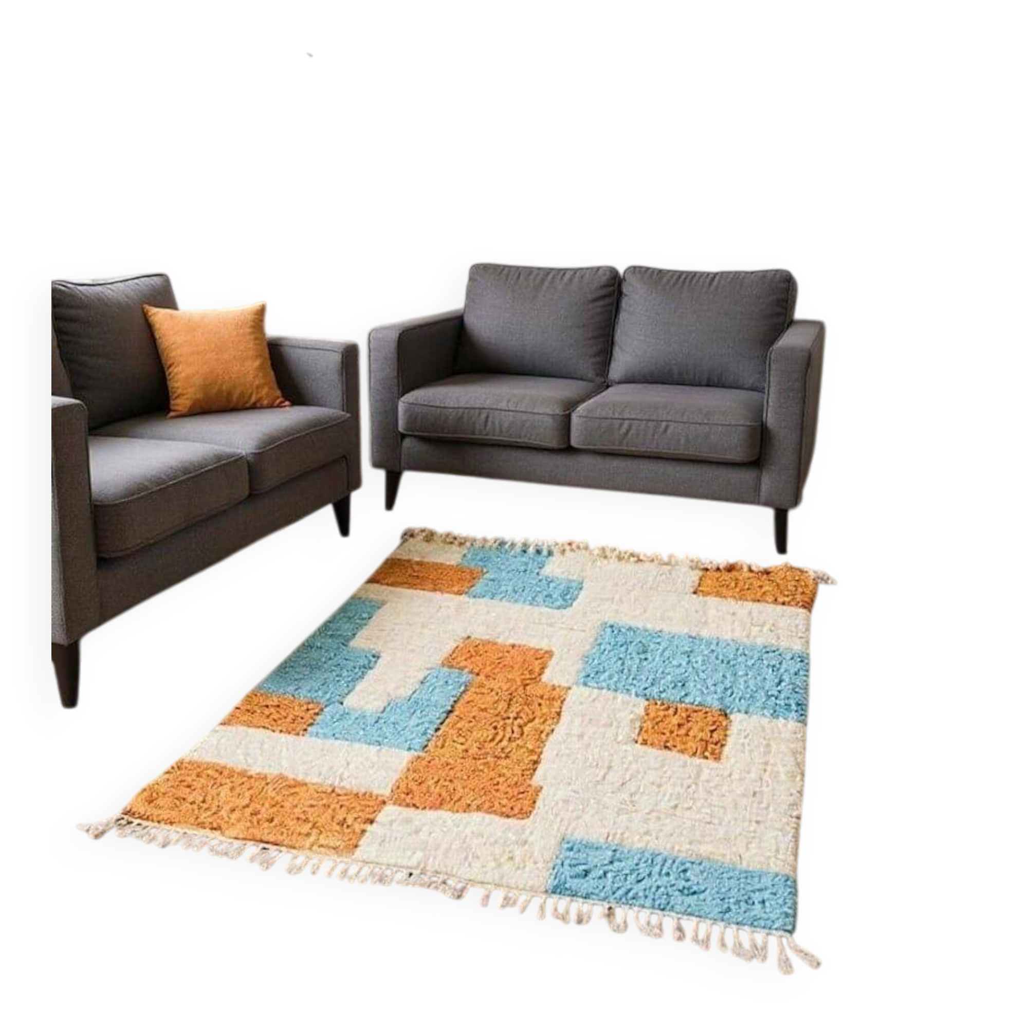 Handmade traditional natural wool rug size 150 x 250 cm