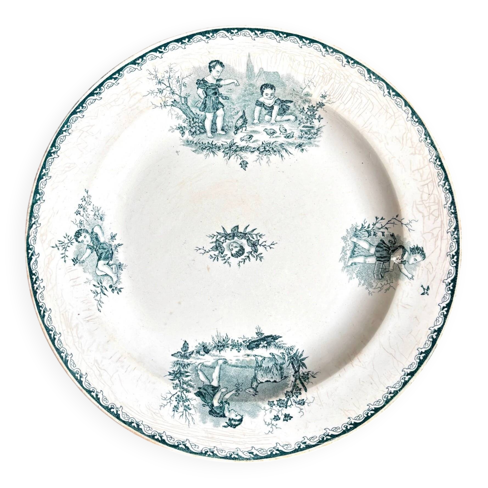 Plat rond en terre de fer verte