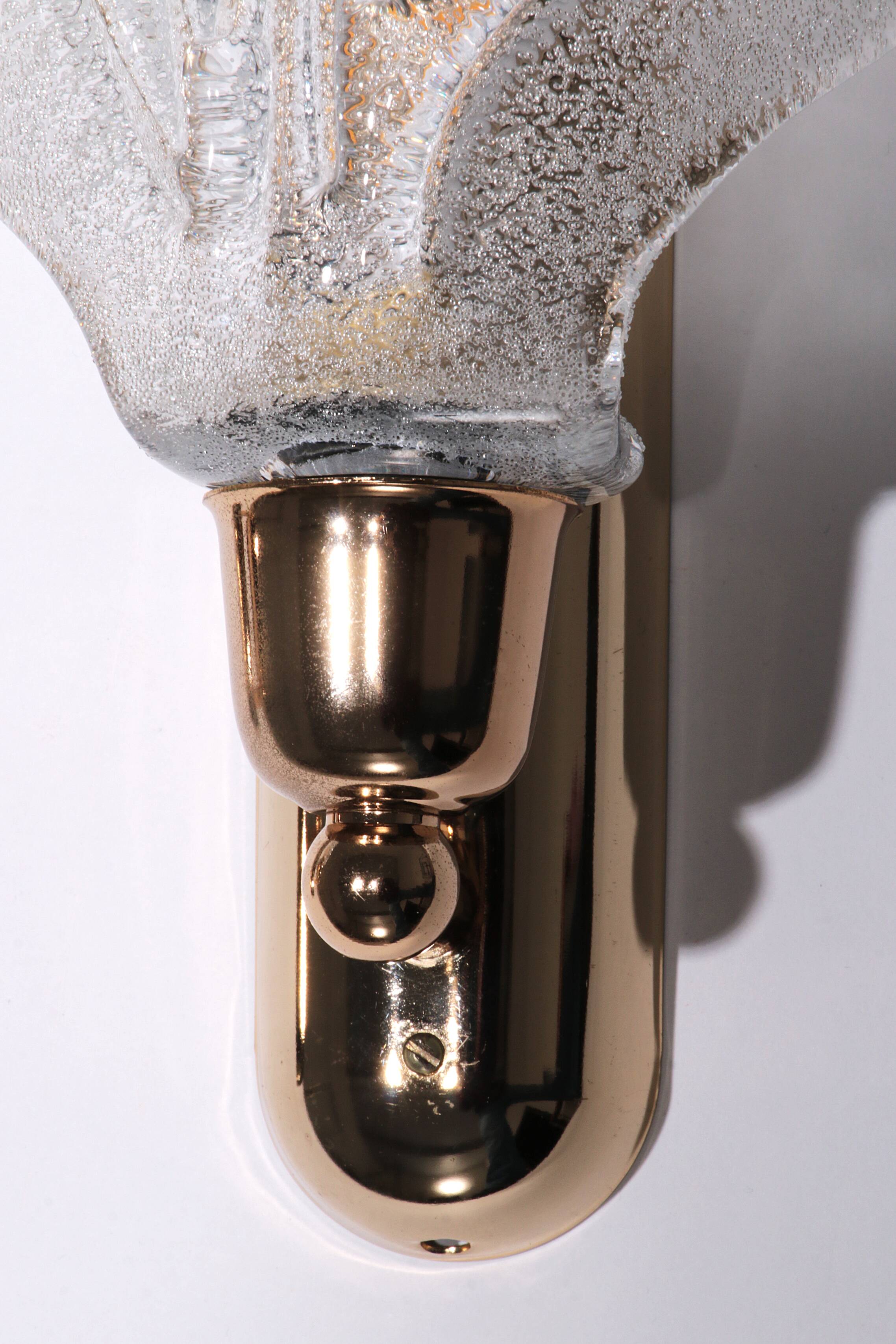 Vintage Murano glass wall lamp leaf shape set of 2 - Italy 1970