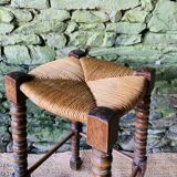 High stool in turned wood