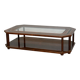 Vintage Octagonal Coffee Table — Glass Top, Brass Details & Two-Tier D