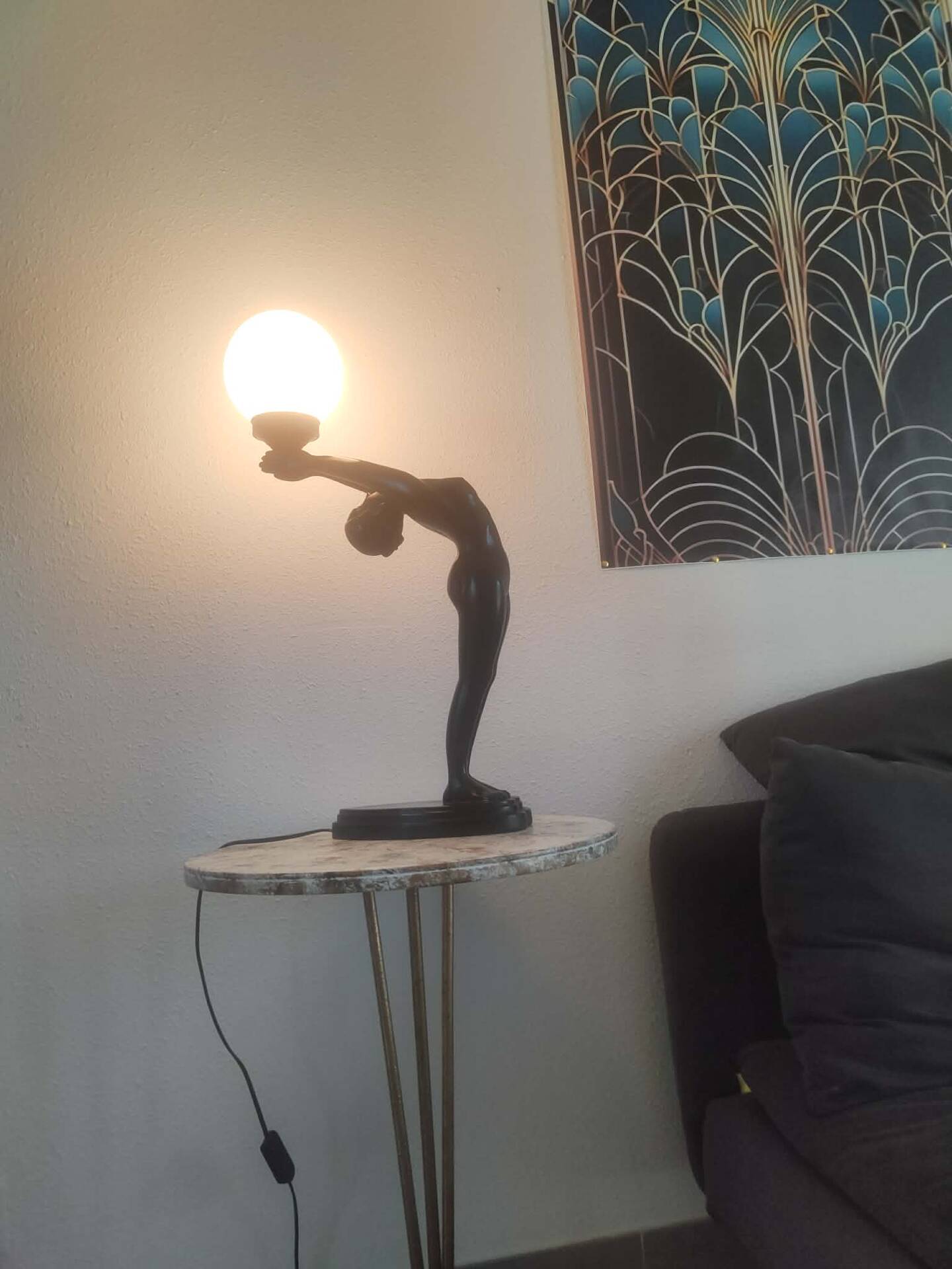 Art Deco woman lamp 72 cm in height