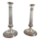 Antique pair of 19th century silver-plated metal candlesticks, 27 cm