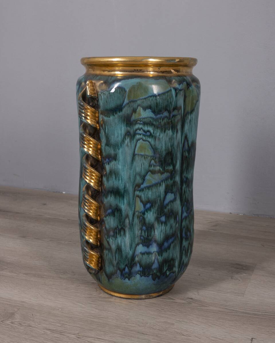 Large 1950s vintage decorated ceramic vase, Italian design