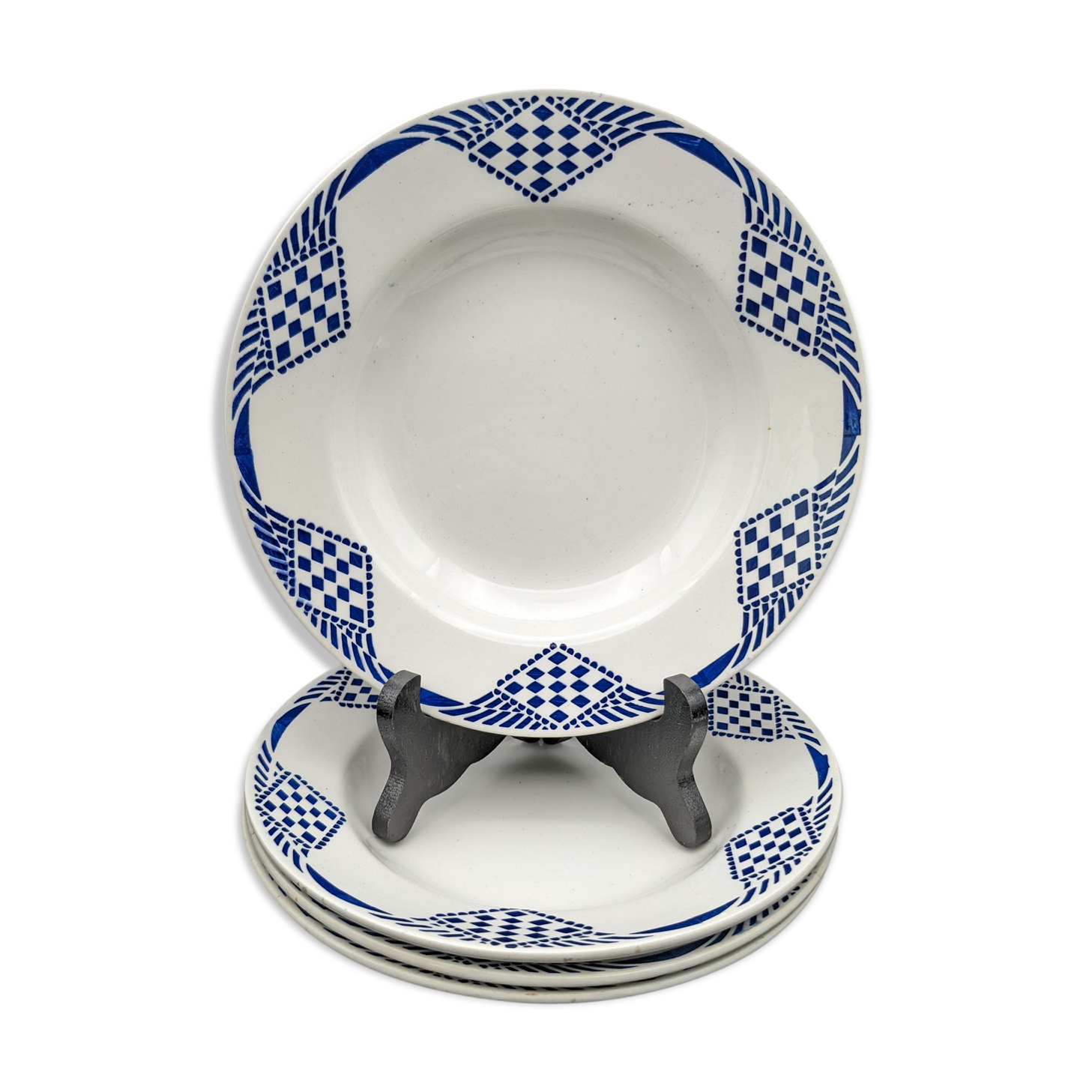 Set of 4 hollow plates Moulin des loups Orchies Hamage model Pantin vintage