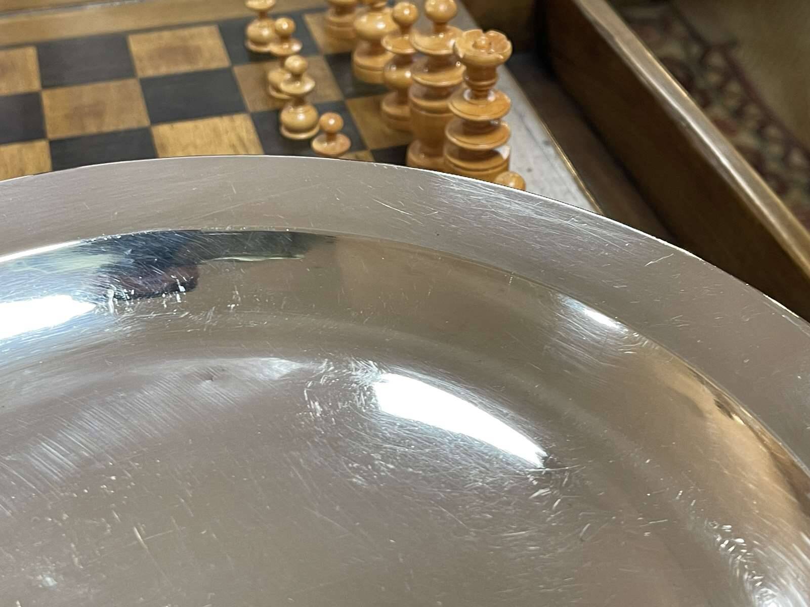 Silver metal dish warmer