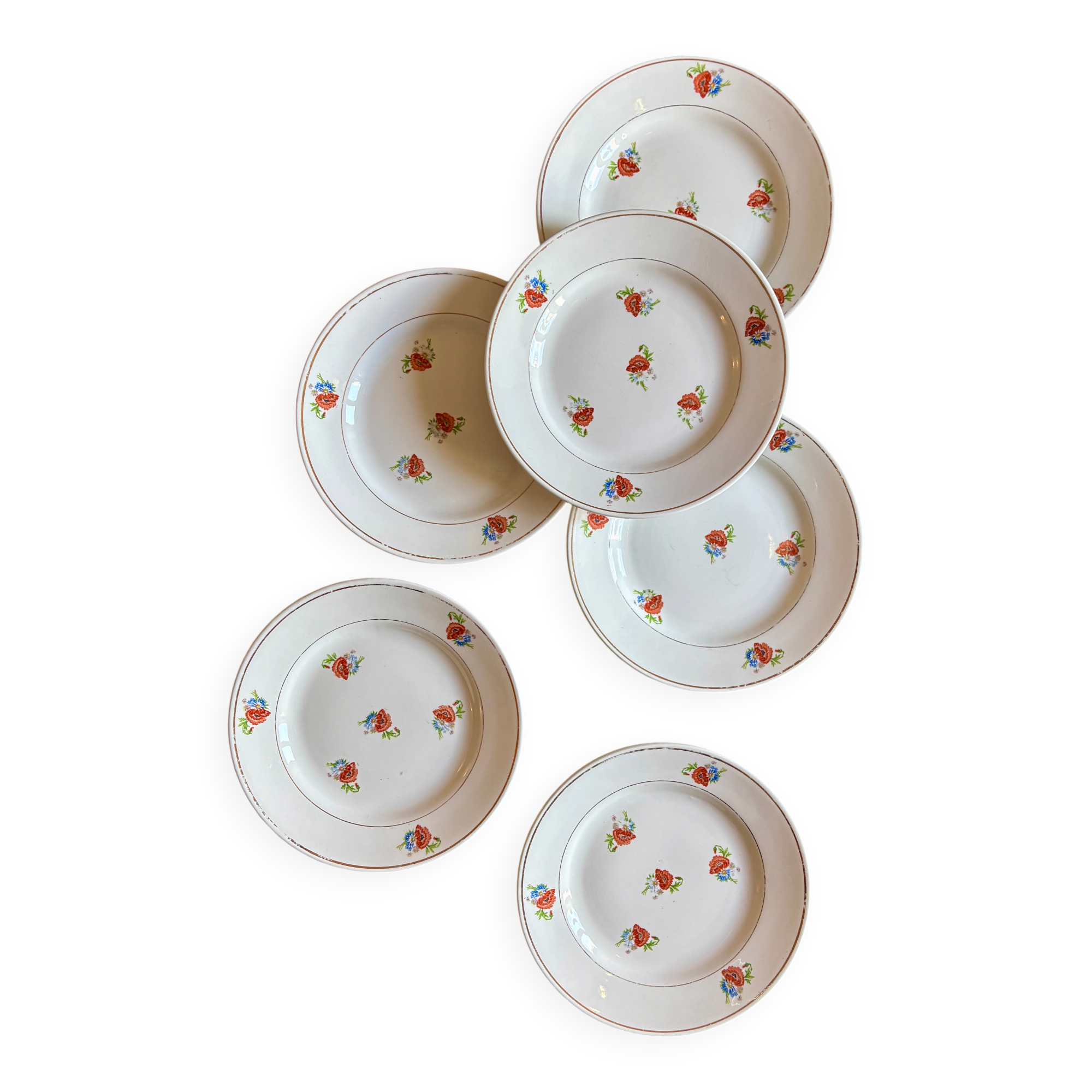 Lot de 6 assiettes à dessert vintage Moulin des Loups