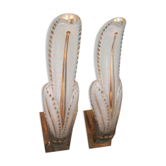 Golden pair of wall light vintage