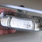 4-piece salt shaker, pepper and mustard set with spoon in stainless steel basket