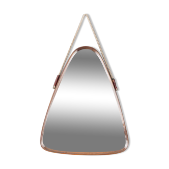Vintage triangular wall mirror 70s in italian design wood