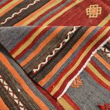 6x9 Red & Blue Striped Pattern Handmade Kilim Rug, 175x275Cm