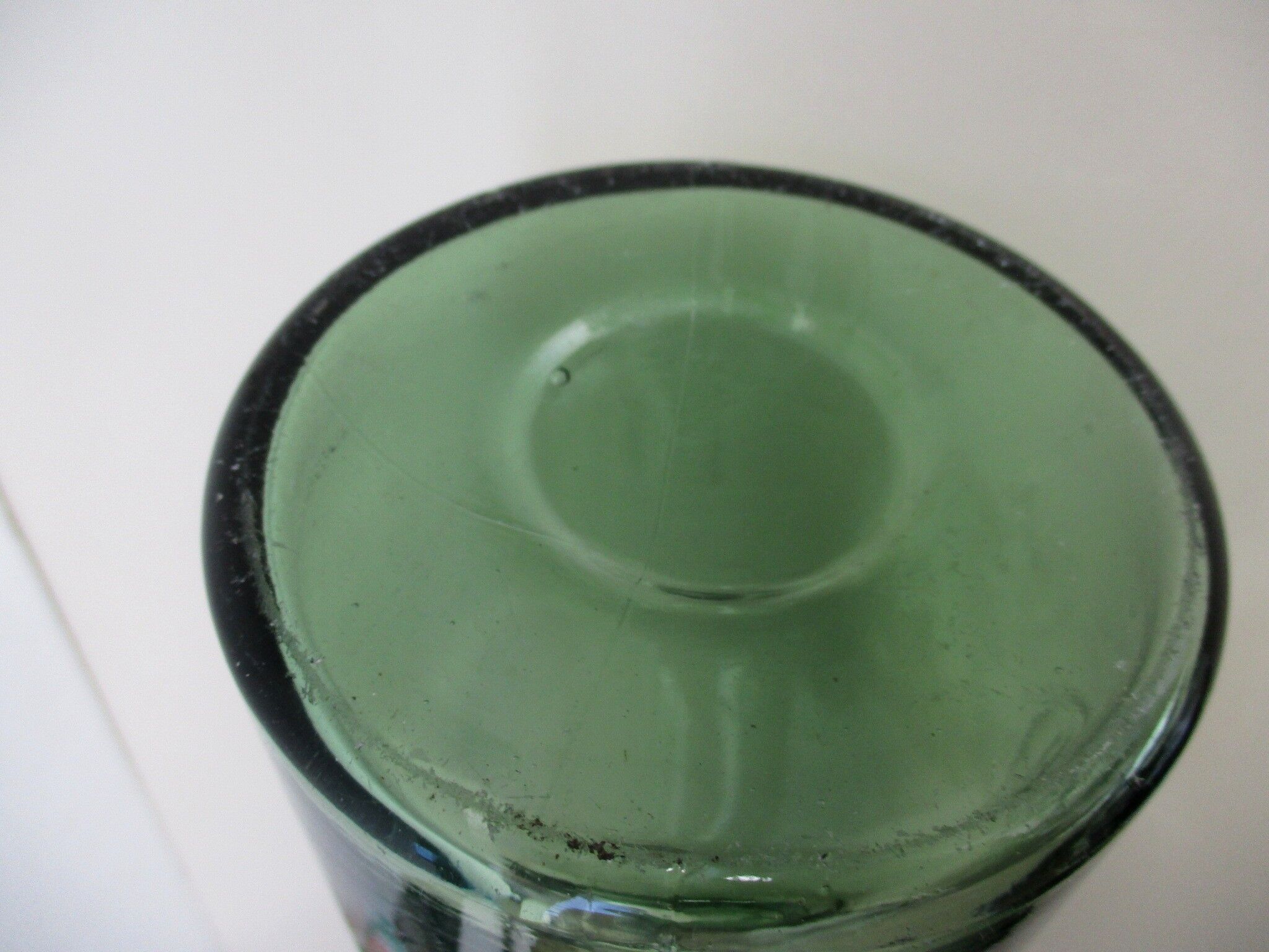 Old green glass jar, "DURFOR"