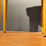 Panca vintage in wood and velluto blue Italia 1950s