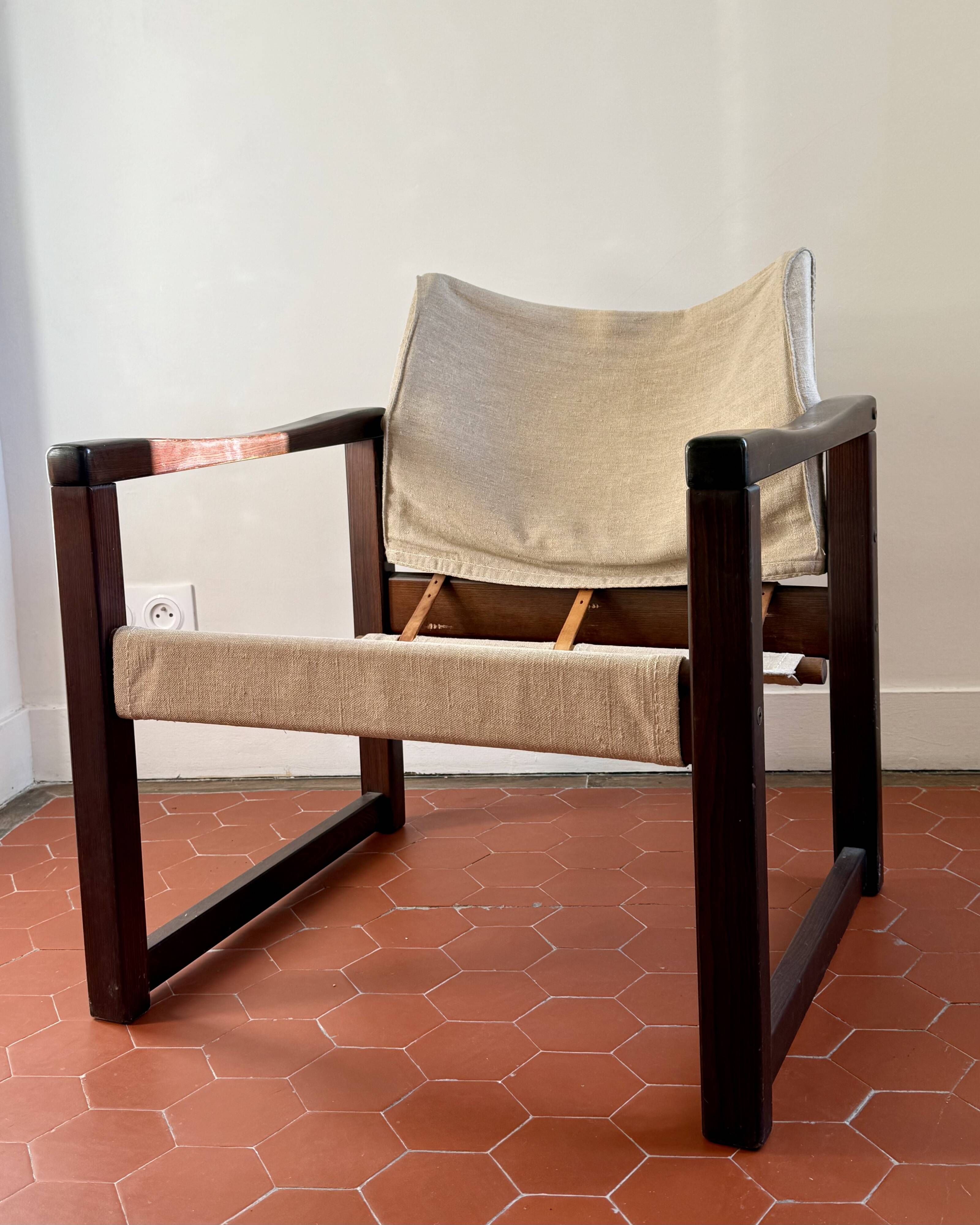 Safari armchair by Karin Mobring for IKEA 1970s in wood and canvas