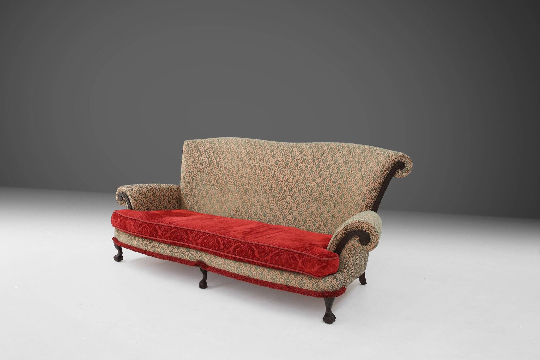 Large Victorian Sofa and Matching Ottoman, United Kingdom, 1890s