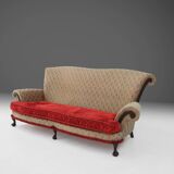 Large Victorian Sofa and Matching Ottoman, United Kingdom, 1890s