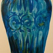 Watercolour and ink table vase Wabi Sabi collection Asia