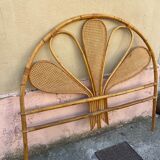 Headboard 2 people in rattan and vintage cannage