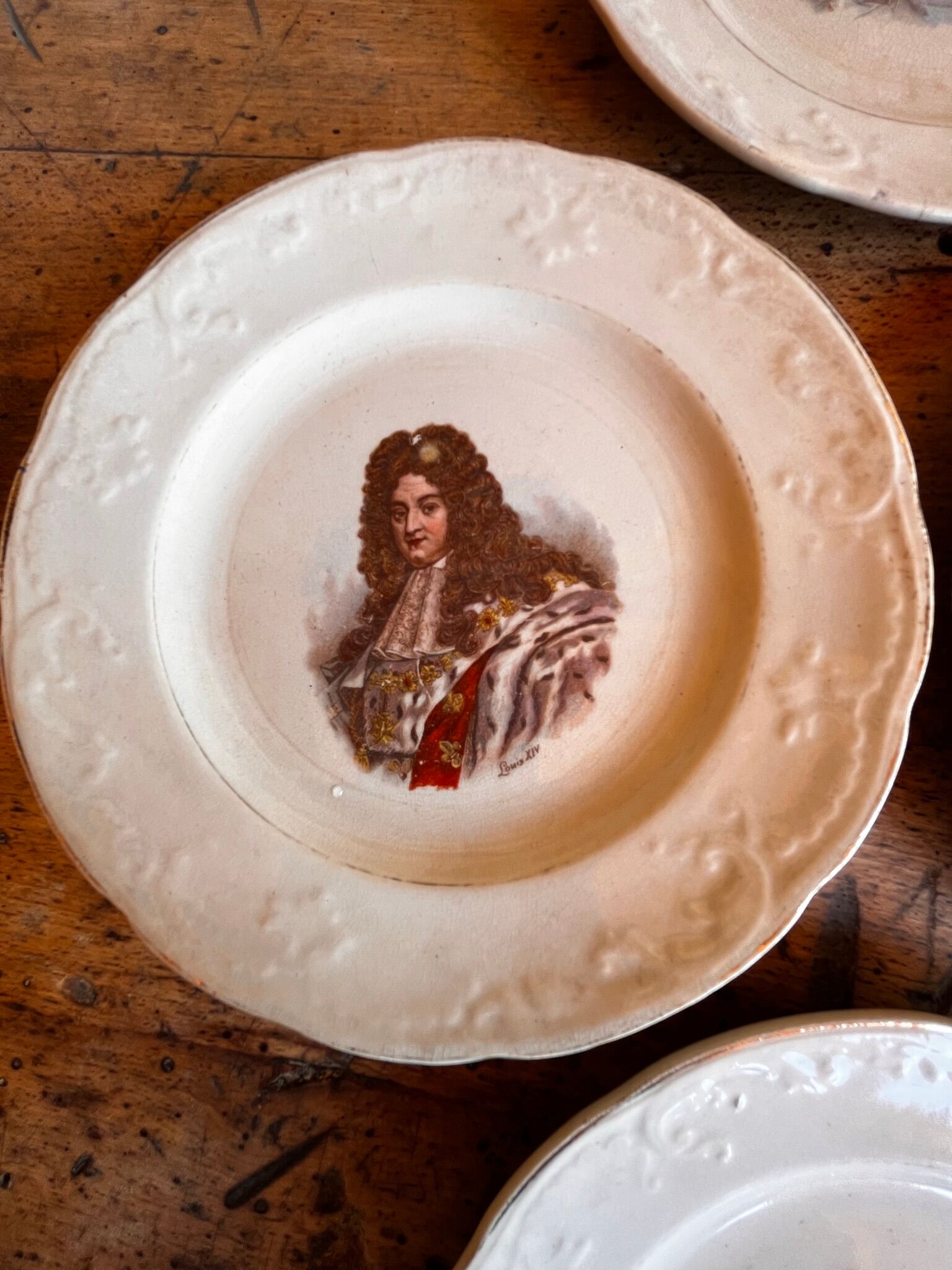 Set of 7 antique dessert plates St Amand and Hamage