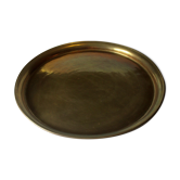 Xxl heavy weight large round solid brass serving tray, 1960
