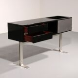 Stunning Willy Rizzo bar / sideboard in black & stainless steel, Italy 1969