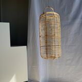 Large lantern-shaped rattan pendant lamp H50 D24